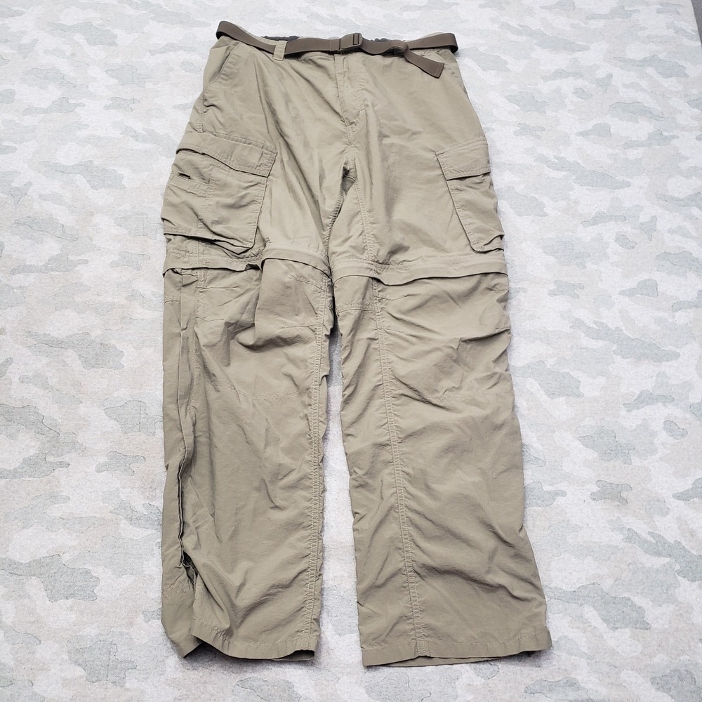 REI Pants Mens Lx30 Green Convertible Cargo Pockets Belted Straight Leg Outdoors